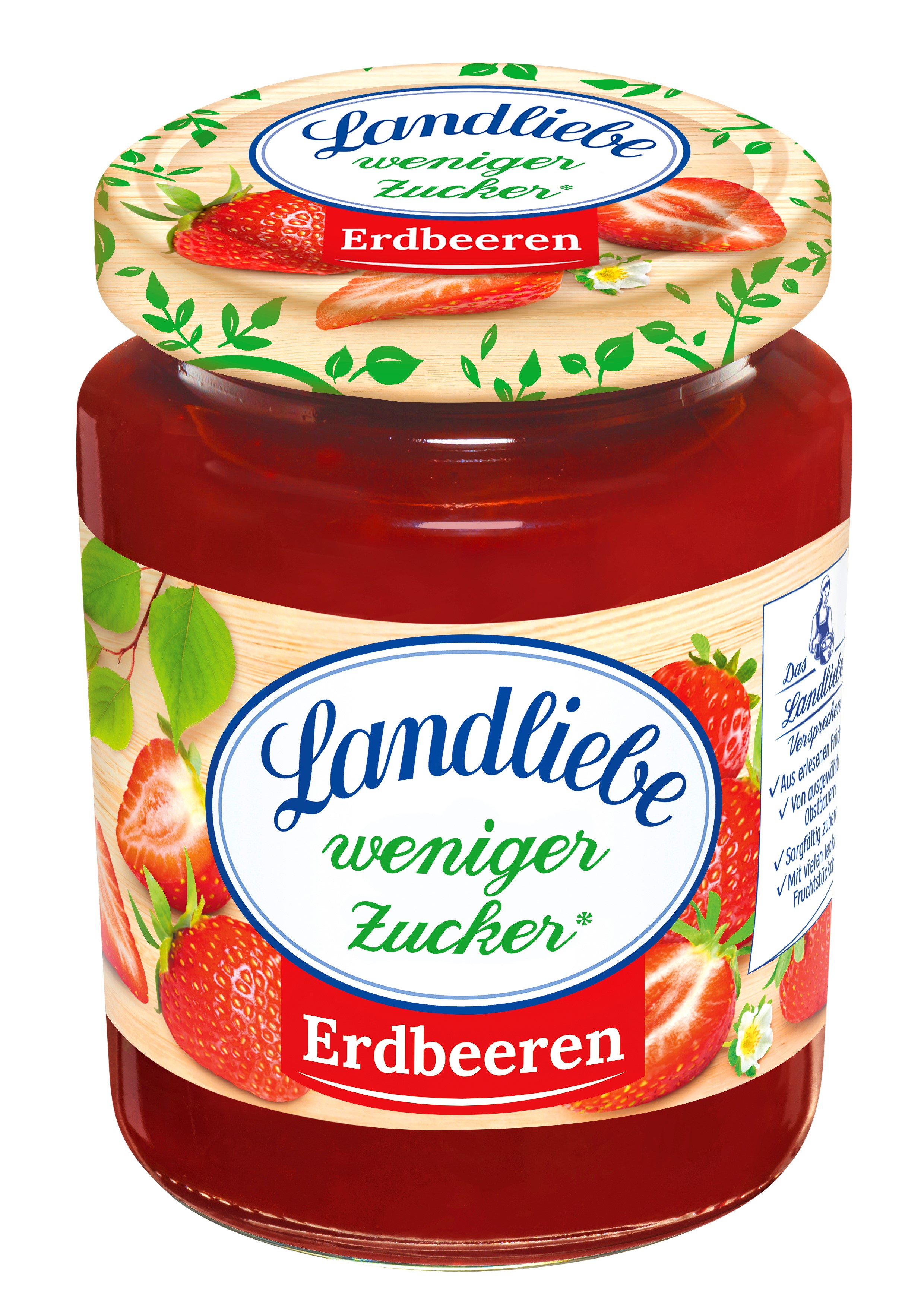 Landliebe weniger Zucker, Fruchtaufstrich, Erdbeere