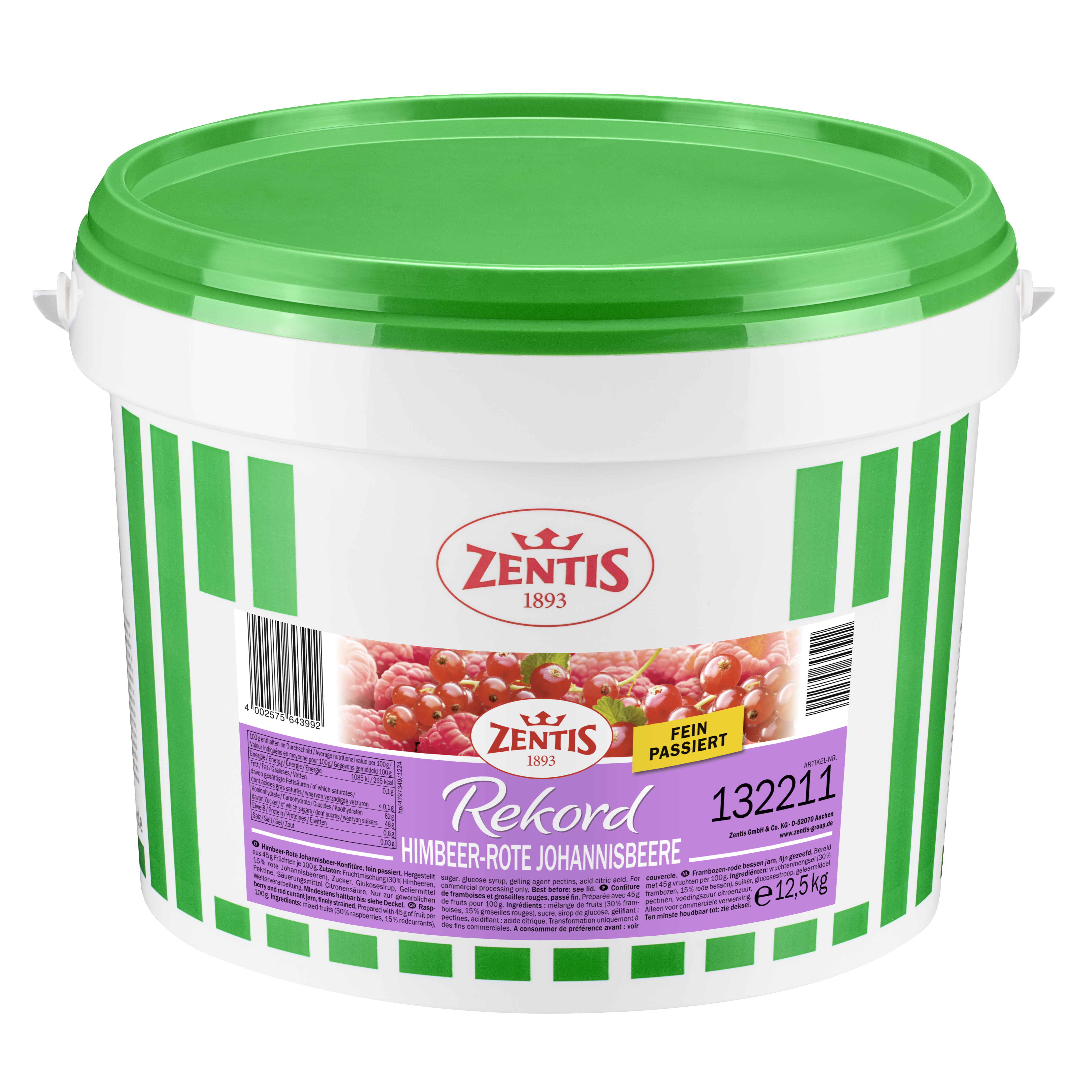 Zentis Rekord Eimer Himbeer-rote Johannisbeere, fein passiert