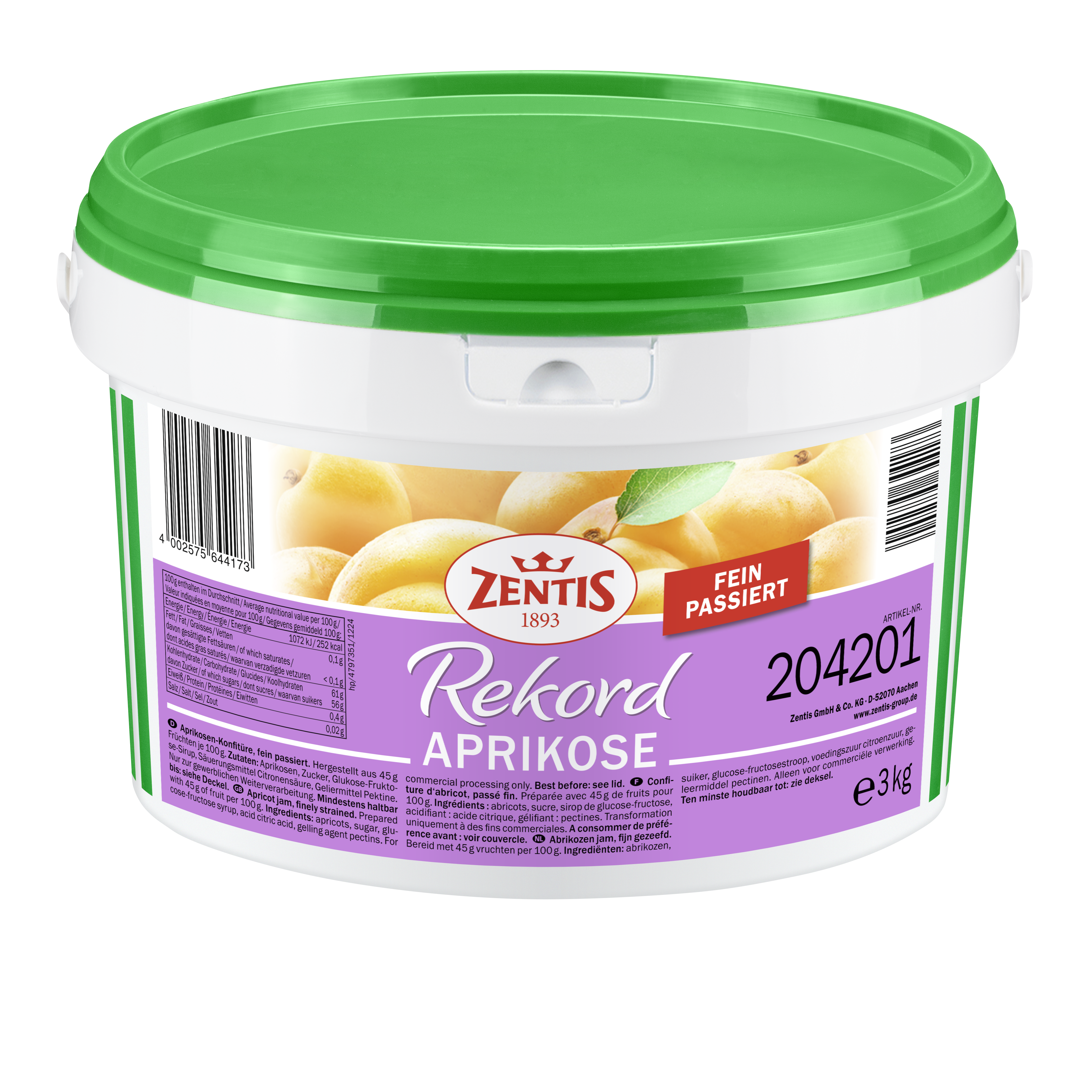 Zentis Rekord Eimer Aprikose, fein passiert