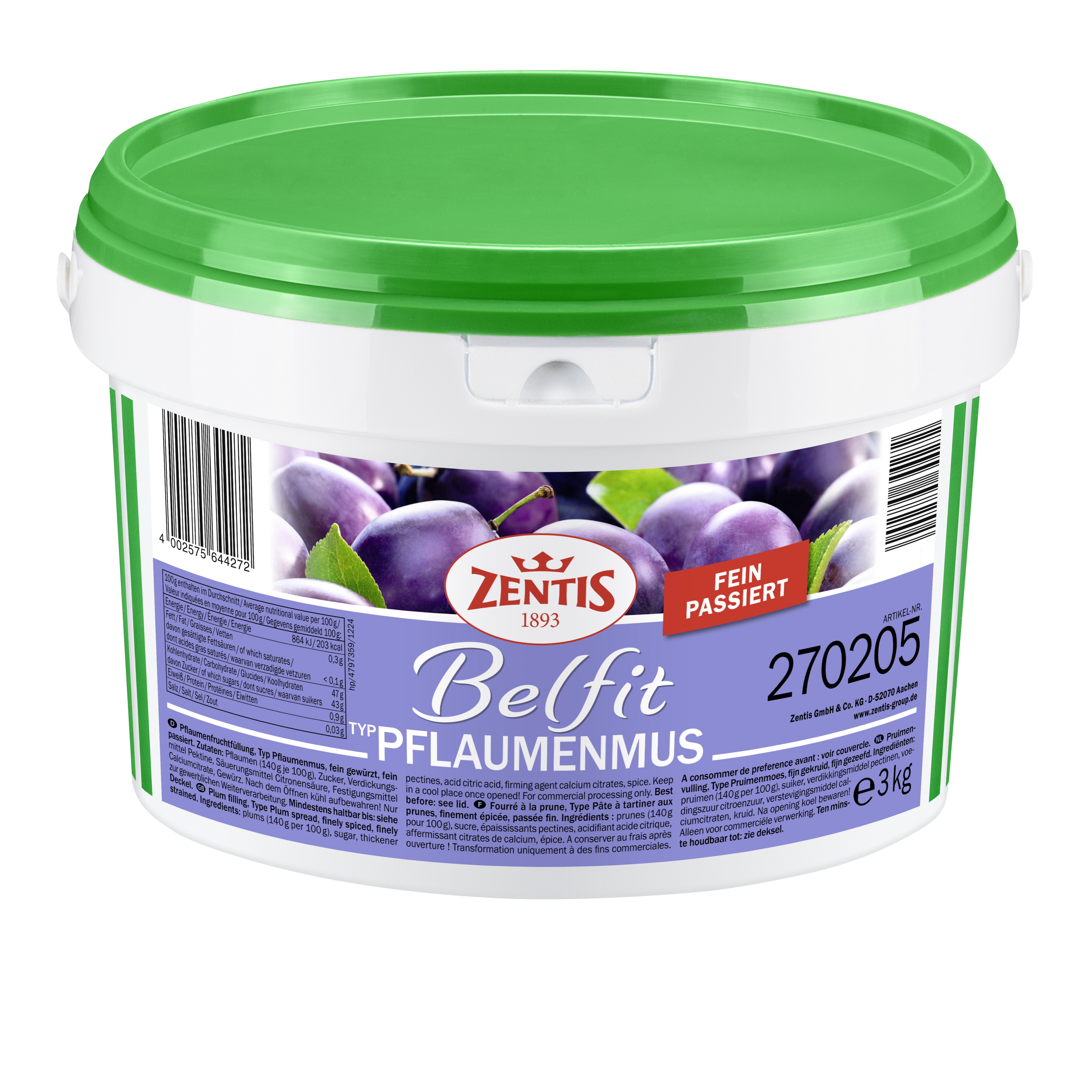 Zentis Belfit Eimer Typ Pflaumenmus
