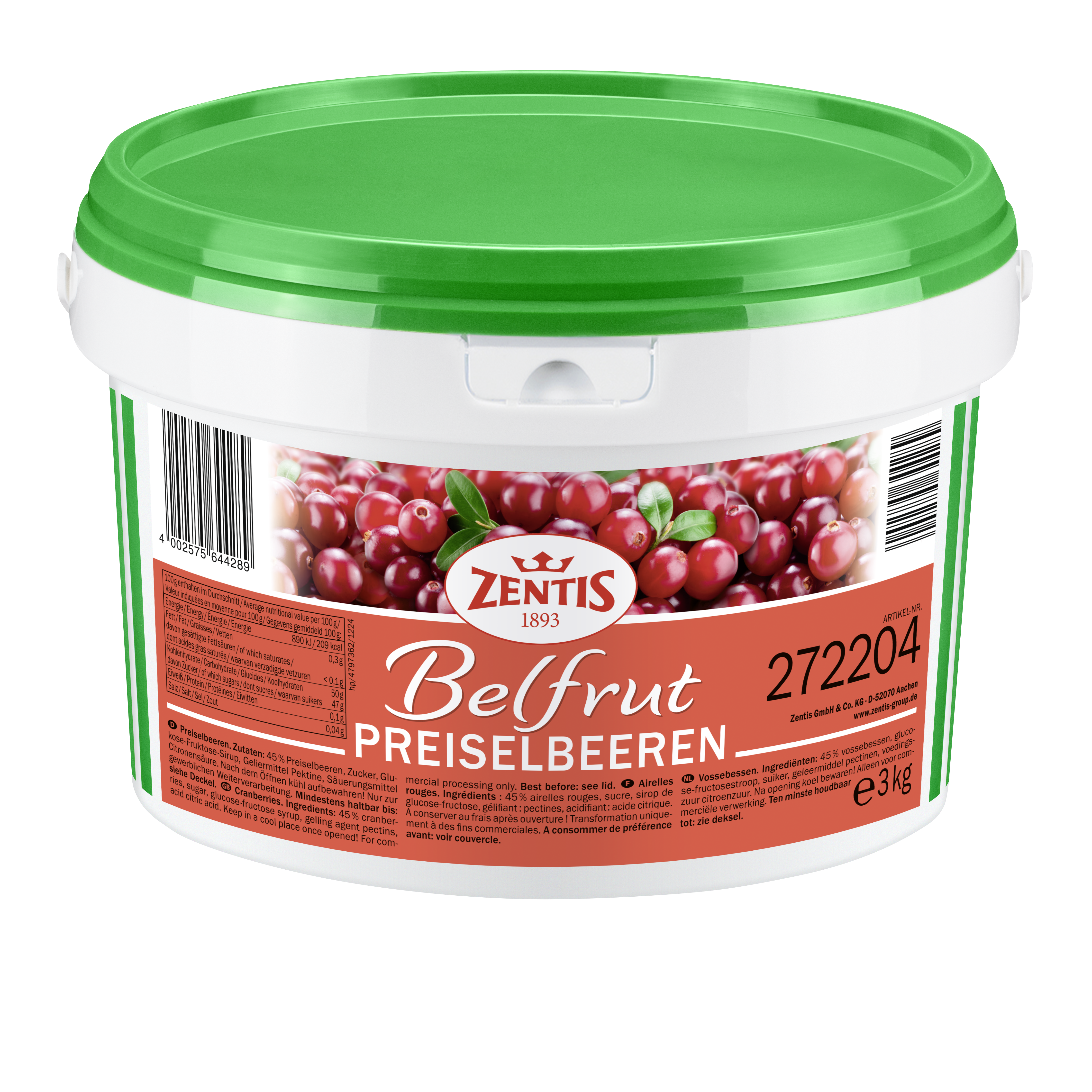 Zentis Belfrut Eimer Preiselbeeren