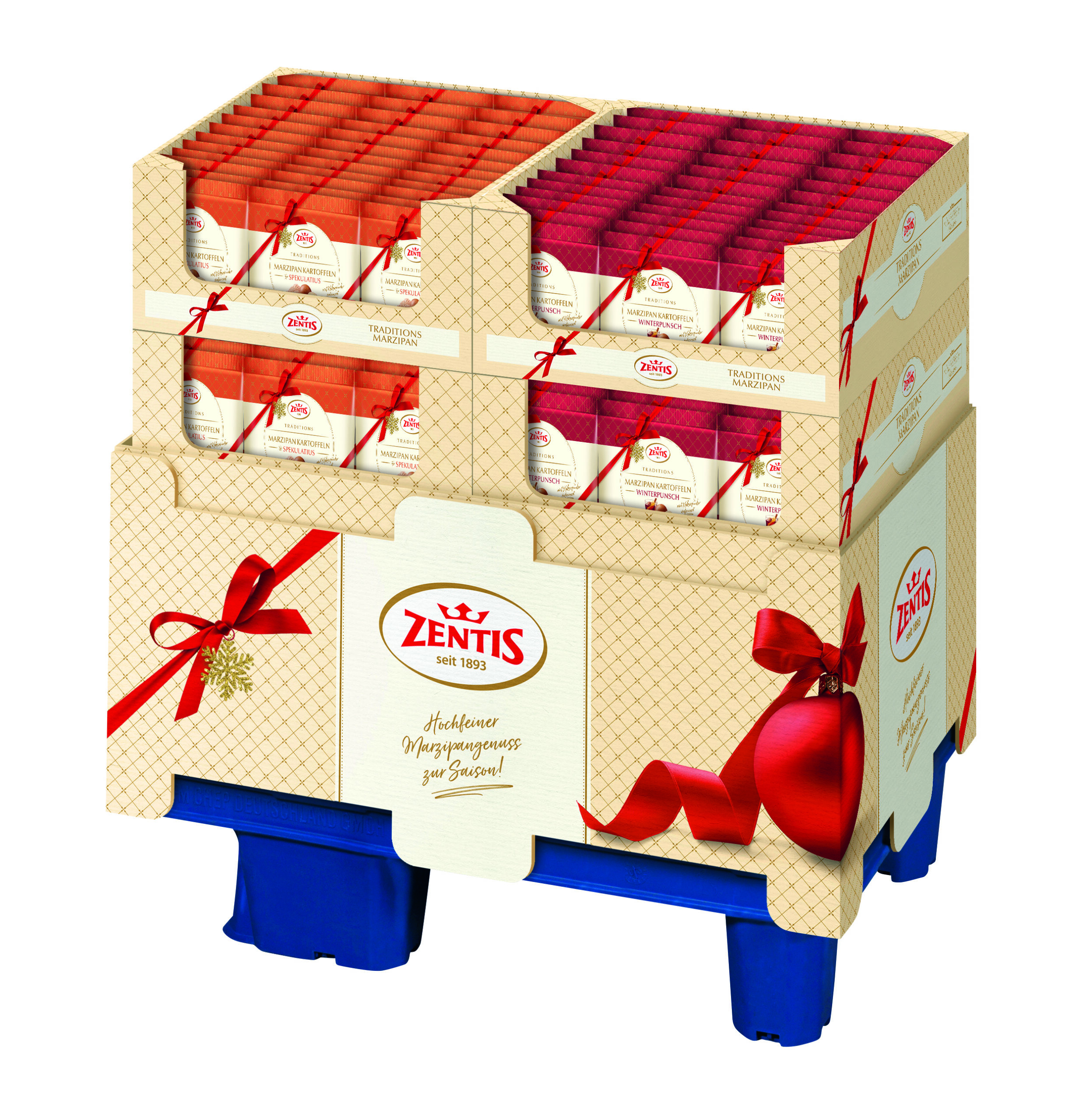 Zentis Marzipan Kartoffeln 100g Beutel, 144er Mischdisplay, 2-fach sortiert