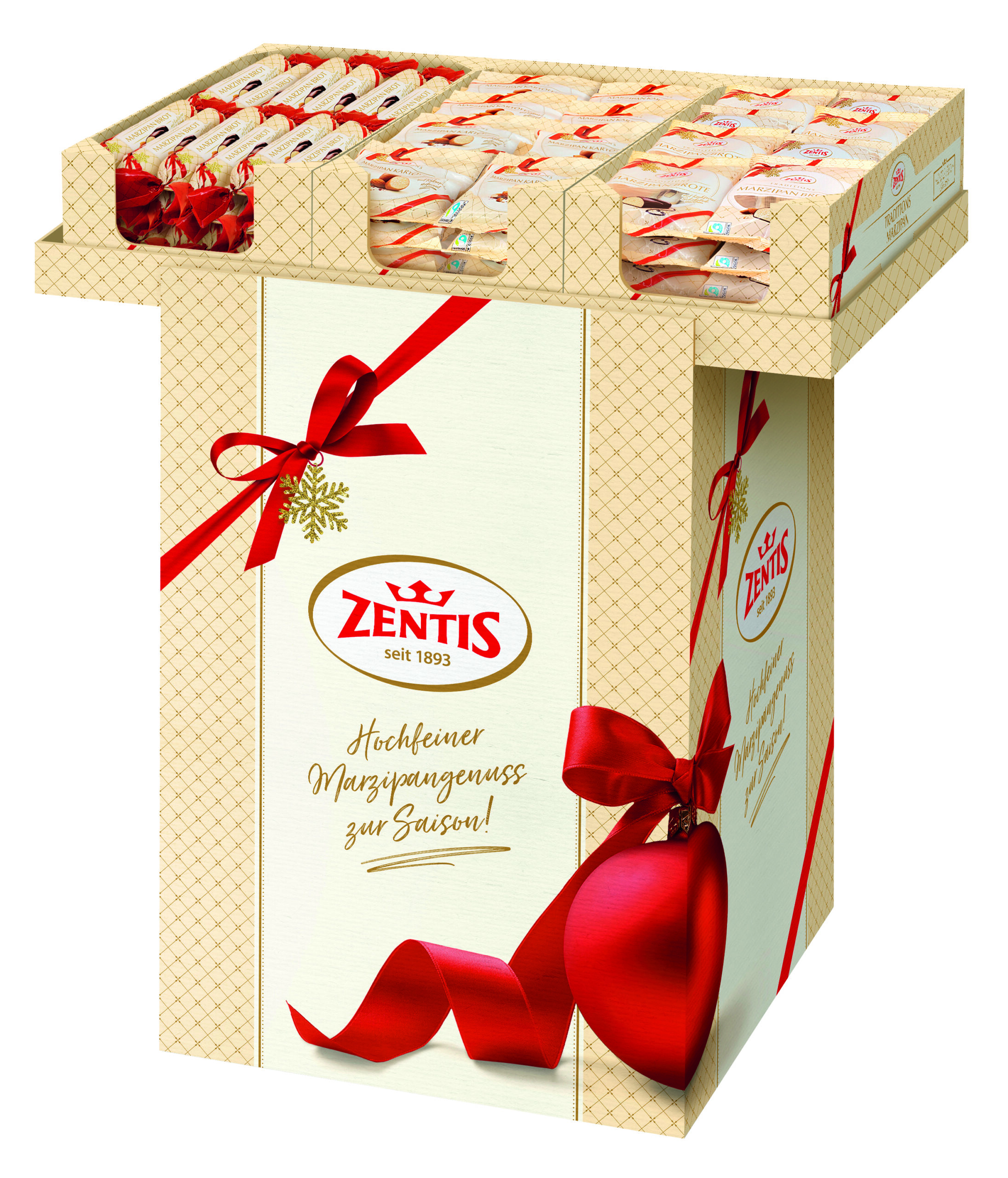 Zentis Marzipan, 120er Mischbodenaufsteller 3-fach sortiert