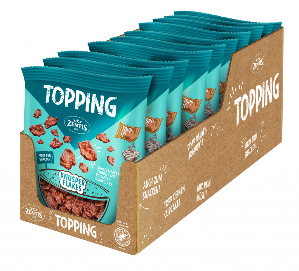 Zentis Topping Knusper Flakes, Beutel 10er Tray