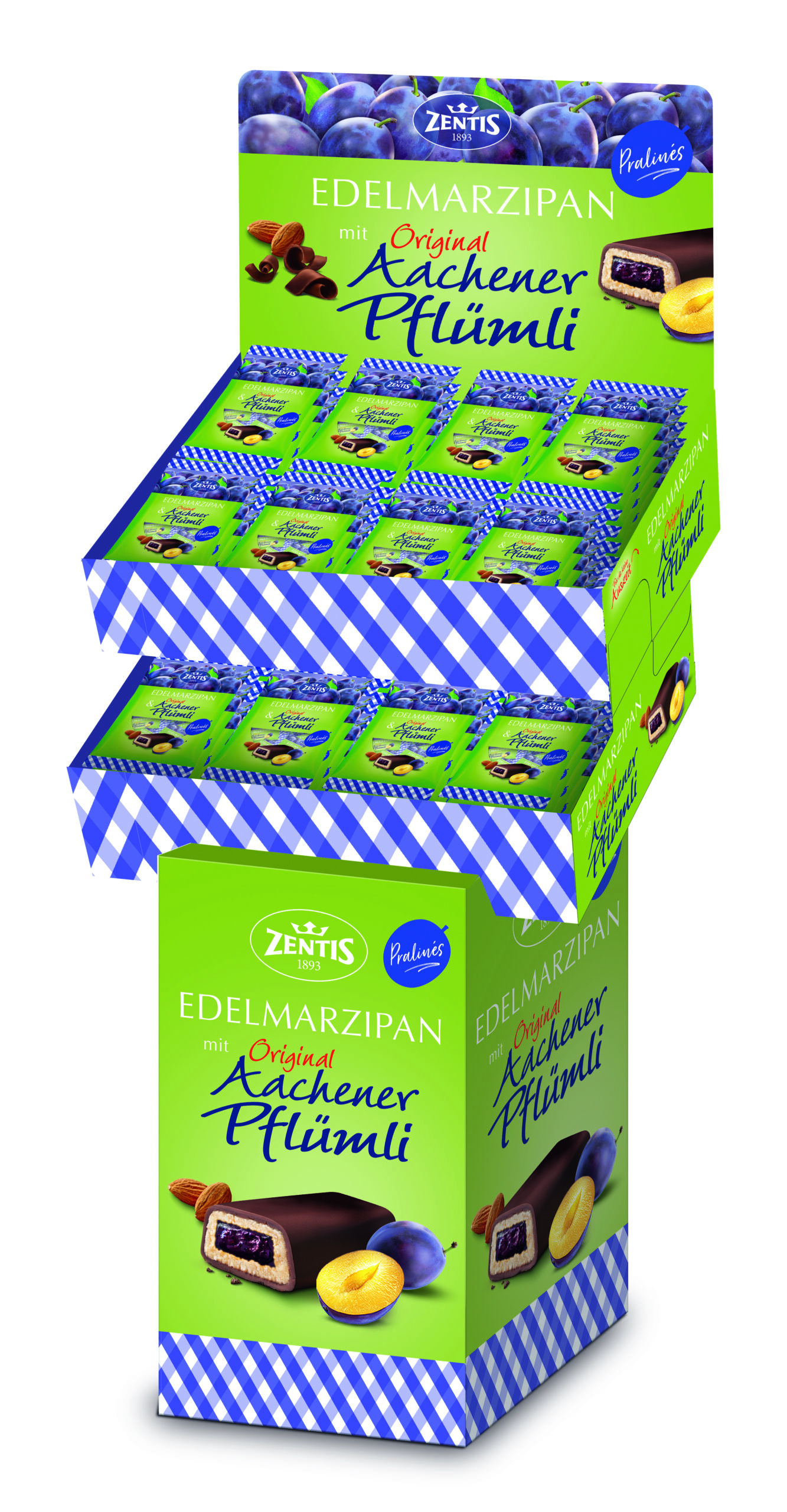 Zentis Edelmarzipan Aachener Pflümli 120er Bodenaufsteller