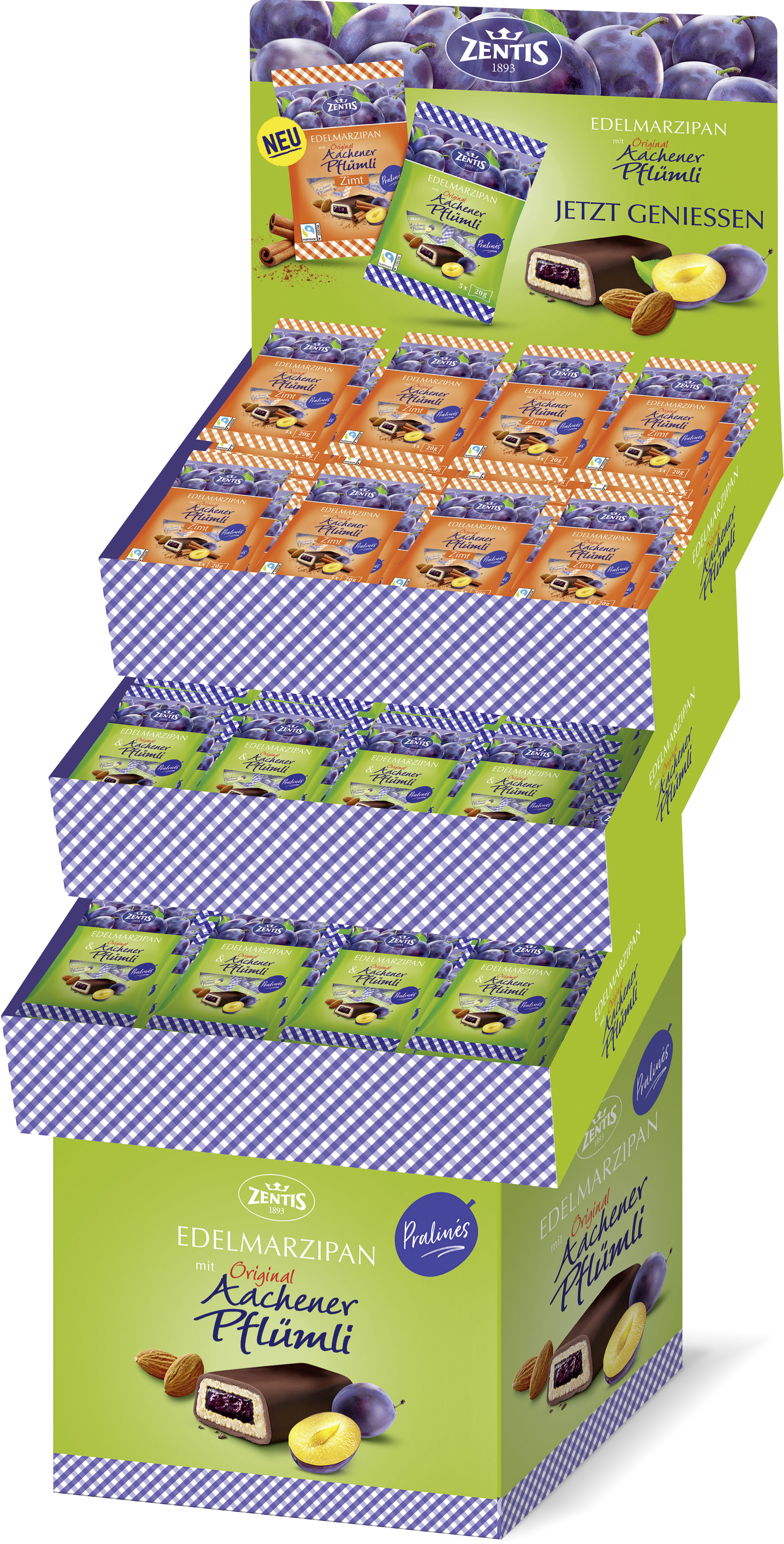 Zentis Aachener Pflümli Pralinés 100g Beutel, 180er Display, 2-fach sortiert