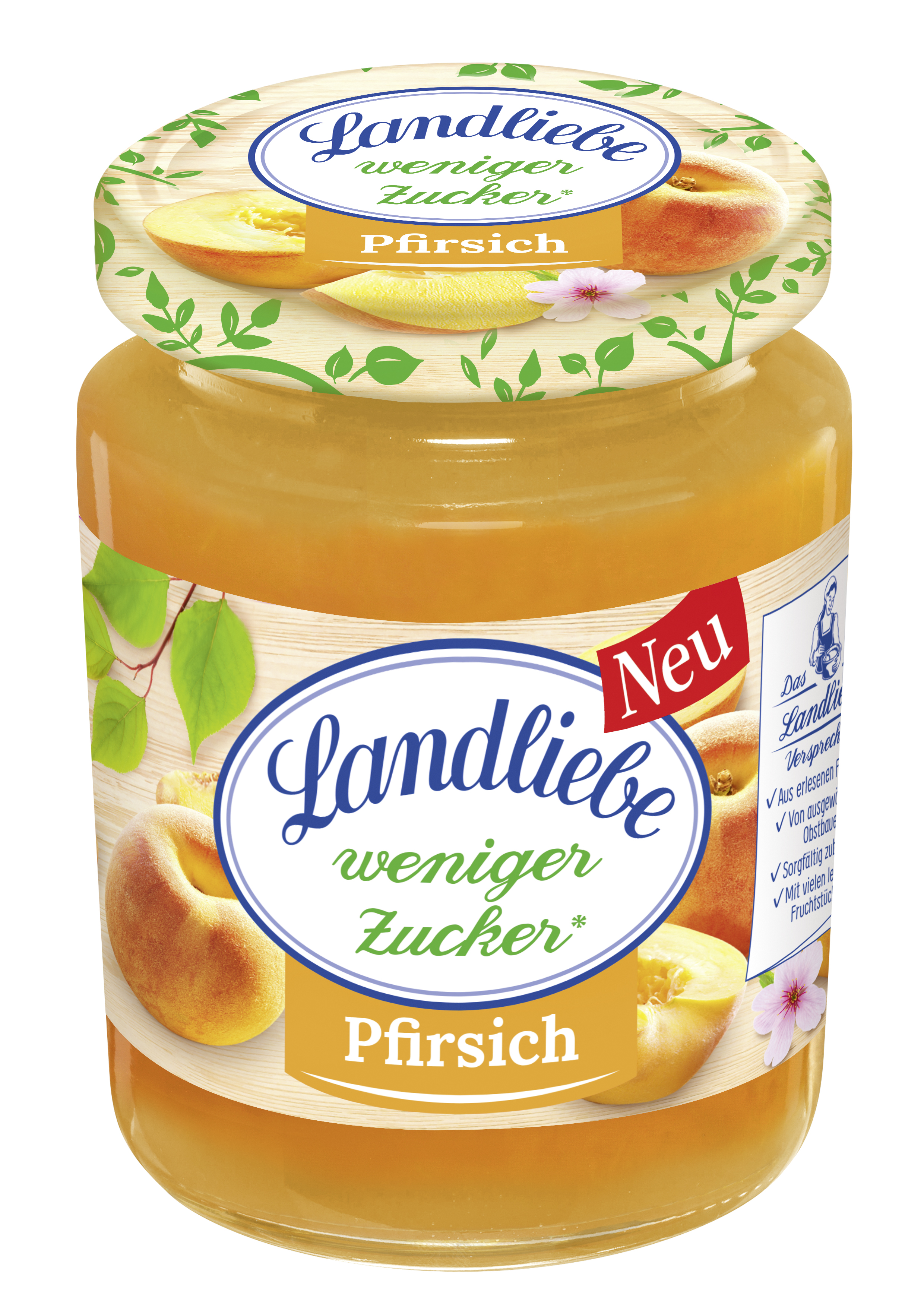 Landliebe weniger Zucker, Fruchtaufstrich, Pfirsich