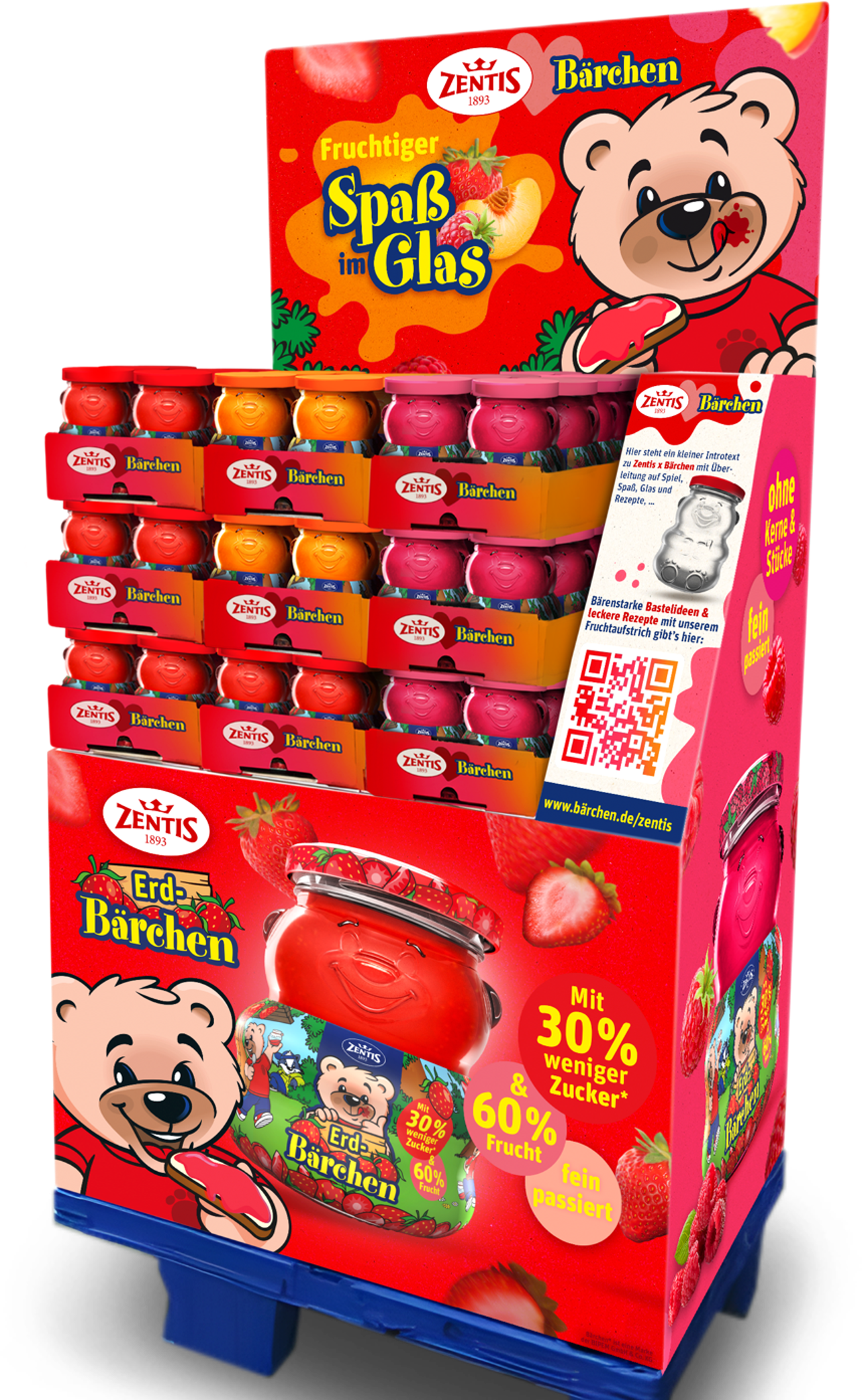 Zentis Bärchen 90er Display 3-fach sortiertes Display, 90 Gläser à