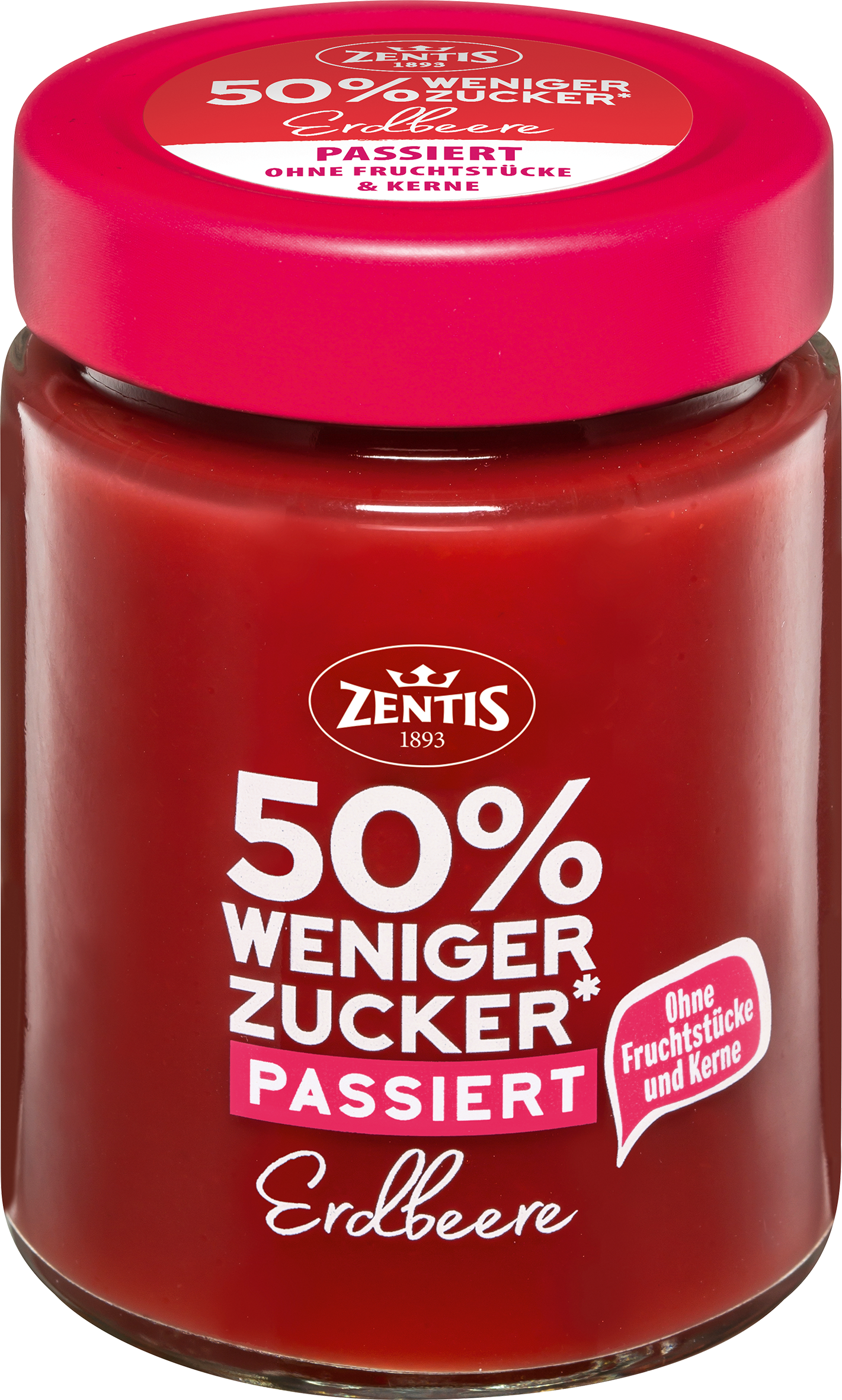 50% weniger Zucker passiert, Erdbeere